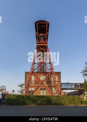 Moers, Nordrhein-Westfalen, Deutschland, 03. August 2018: Ehemaliges Bergbaugebäude der Zeche Rheinpreussen, Europa Stockfoto