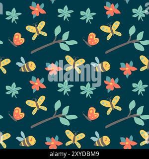 Childrens fashion pattern with baby animals. Cute safari african animals with plant - print. Childish seamless pattern for nursery design, kids textil Stock Vektor