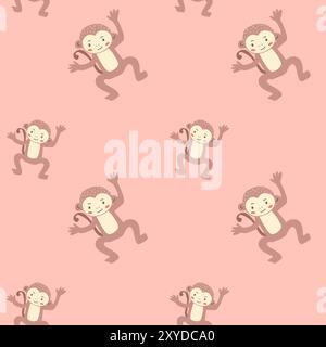 Childrens fashion pattern with baby animals. Cute safari african animals with plant - print. Childish seamless pattern for nursery design, kids textil Stock Vektor