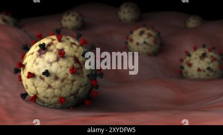 Biomedizinische Darstellung der östlichen Pferdeenzephalitis im Gehirn Stockfoto