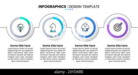 Infografik-Vorlage mit Symbolen und 4 Optionen oder Schritten. Vier Kreise. Kann für Workflow-Layout, Diagramm, Banner, webdesign verwendet werden. Vektorgrafik Stock Vektor