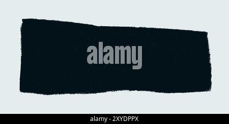 Rechteckiger Rahmen mit rauem Rand in Schwarz. Grunge gerissener Papierstil Vektor. Gerissene Umrandung auf hellem Hintergrund für Aufkleber und Banner Stock Vektor