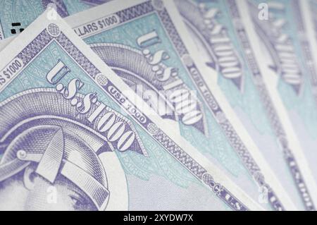 American Express 1000 Dollar Traveller's Cheque abstrakte Hintergrundnaht Stockfoto