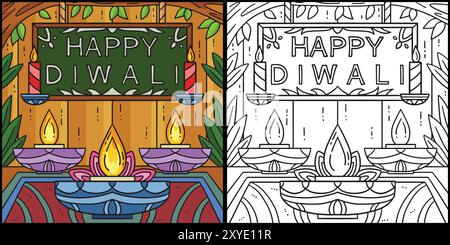 Happy Diwali auf der Kerzenillustration Stock Vektor