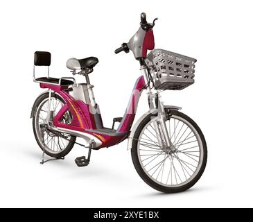 Elektrisches Elektrofahrrad Pendlerrad E-Bike Elektroroller. Isoliert auf weiß Stockfoto