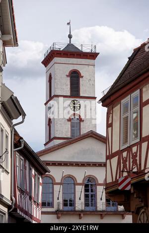 Seligenstädter Marktplatz, Rathaus und Fachwerkhäuser Stockfoto