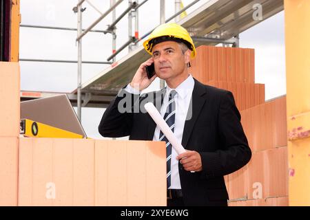 Architekt auf der Baustelle Stockfoto