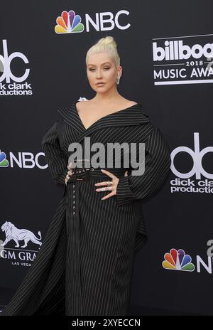 Christina Aguilera bei den Billboard Music Awards 2018, die am 20. Mai 2018 in der MGM Grand Garden Arena in Las Vegas, USA, stattfanden Stockfoto