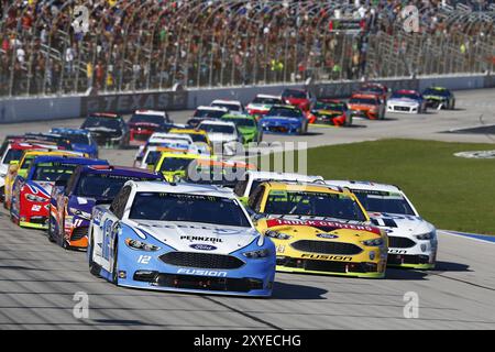 November 2018, Ft. Worth, Texas, USA: Ryan Blaney (12) kämpft während der AAA Texas 500 auf dem Texas Motor Speedway in durch die Kurven Stockfoto