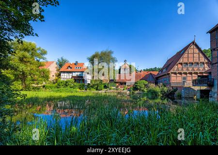 Klosterteich, Wienhausen, Niedersachsen, Deutschland, Wassermühle, Marienglocke, Europa Stockfoto