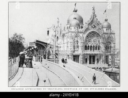 Neigungszugänge zum Wanderweg an der Invalides Station aus dem Artikel LOCAL TRANSPORT AT THE PARIS EXPOSITION von Henry Harrison Suplee vom Engineering Magazine gewidmet dem Industrial Progress Band XIX 1900 The Engineering Magazine Co Stockfoto