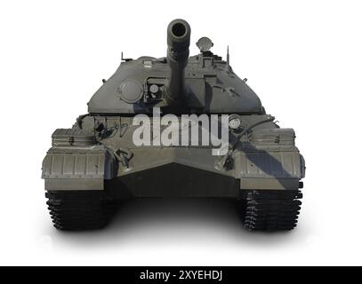 Stockfoto eines sowjetischen schweren Panzers T-10, auch bekannt als IS-8 1955 Jahre 50 Tonnen gepanzertes Fahrzeug mit 122-mm-Kanone isolierte Silhouette mit einem Beschneidungspfad o Stockfoto