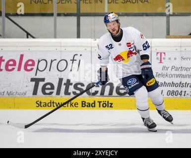 Bad Toelz, Deutschland. August 2024. Kapitaen Patrick Hager (EHC Red Bull Muenchen, #52). GER, EHC Red Bull München gegen HC Dynamo Pardubice, Eishockey, Testspiel, Preseason, 28.08.2024. Foto: Eibner-Pressefoto/Heike feiner Credit: dpa/Alamy Live News Stockfoto