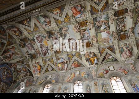 Michelangelos Deckenfresken in der Sixtinischen Kapelle, Vatikanstadt, Italien, Europa Stockfoto