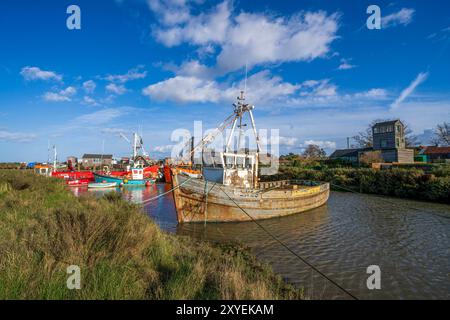 Fischerboote in Brancaster Staithe an der North Norfolk Coast UK Stockfoto