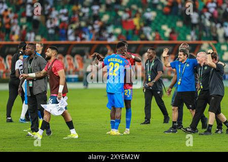 ABIDJAN, COTE D IVOIRE - 2. FEBRUAR; Kongo Dr während des TotalEnergies Caf Africa Cup of Nations (Afcon 2023) Spiel zwischen Kongo Dr und Guinea in Sta Stockfoto