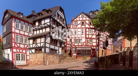 Historische Fachwerkhäuser in der Marburger Altstadt Stockfoto