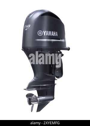 Yamaha F350 Außenborder Boot motor 4-Takt V8 Motor F350 5,3 L isoliert auf weißem Hintergrund mit Beschneidungspfad Stockfoto