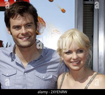 Bill Hader und Anna Faris bei der Premiere von „Wolkig mit einer Chance auf Fleischbällchen“ in Los Angeles, die am September im Mann Village Theater in jn Westwood, USA, stattfand Stockfoto