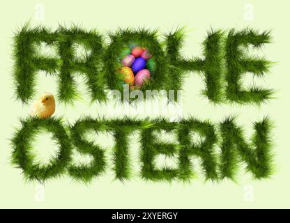 Ostergrüße von Grastypograpie Stockfoto