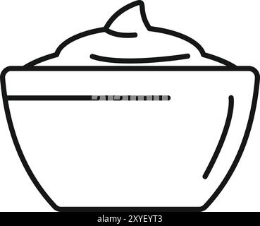 Einfacher Vektor einer Schüssel voller Soße mit einem Tropfen, der von oben fällt Stock Vektor