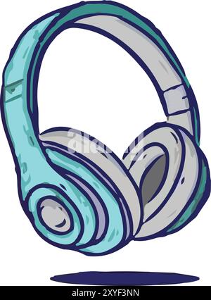 Ein einfacher und einfacher Cartoon-Kopfhörer Stock Vektor