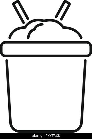 Einfache Linienzeichnung einer Bubble-Teetasse mit boba und zwei Strohhalmen, die ein Bubble-Tea-Konzept zeigen Stock Vektor