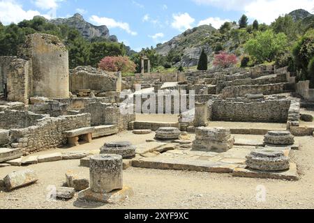 Ruinenfeld, allgemeine Ansicht, Glanum Stockfoto