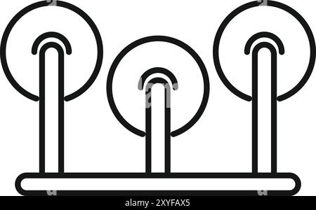 Minimalistische Schwarz-weiß-Vektorillustration eines elektrischen Stromkreises, perfekt zur Erläuterung von Stromkonzepten Stock Vektor