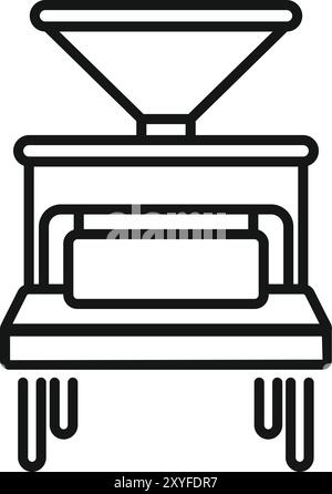 Dieses Symbol stellt eine Getreideverarbeitungsmaschine dar, die in der Lebensmittelproduktion verwendet wird Stock Vektor
