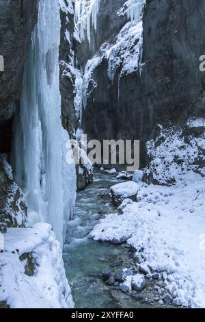 Winter in der Partnachschlucht, Bayern Stockfoto