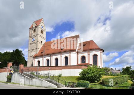 Pfarrkirche der Verkündigung in Leeder Oberbayern. Kirche in Leeder oberbayern Stockfoto