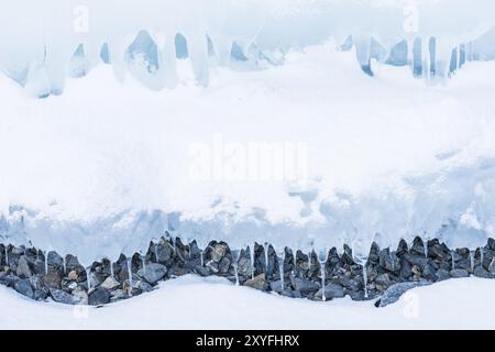 Eisstrukturen am Tornetraesk-See, Norrbotten, Lappland, Schweden, Januar 2014, Europa Stockfoto