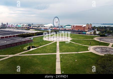 Luftaufnahme des Navy Pier, Chicago, Illinois, USA. September 2023. Stockfoto