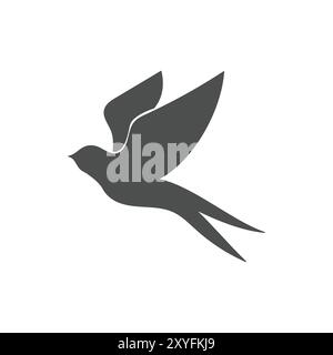 Vintage Fliegende Schwalbe Vogel Silhouette Icon Illustration Vektor Stock Vektor