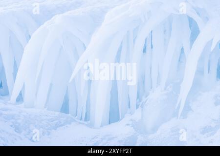 Eisstrukturen am Tornetraesk-See, Norrbotten, Lappland, Schweden, Januar 2014, Europa Stockfoto