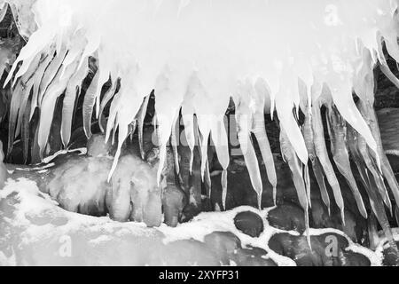 Eisstrukturen am Tornetraesk-See, Norrbotten, Lappland, Schweden, Januar 2014, Europa Stockfoto