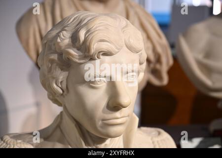 Eine Büste von Vizeadmiral Horatio Nelson (1758–1805) im National Maritime Museum in Greenwich, London Stockfoto