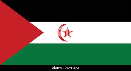 Zeichen der Arabischen Demokratischen Republik Sahrawi, SADR-Flagge, Nationalflagge der Arabischen Demokratischen Republik Sahrawi, Arabische Demokratische Republik Sahrawi Stock Vektor