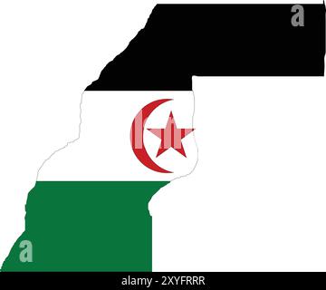 Sahrawi Arabische Demokratische Republik Flagge in Karte, Sahrawi Arabische Demokratische Republik Karte mit Flagge, Länderkarte, Sahrawi Arabische Demokratische Republik Karte Stock Vektor