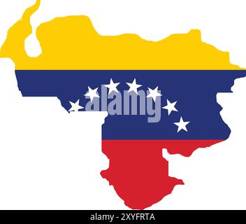 Venezuela Flagge in Karte, Venezuela Karte mit Flagge, Land Karte, Venezuela Karte mit Flagge, Nation Flagge Venezuela Stock Vektor