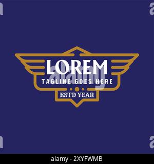 Einfache Minimalistische Vintage Retro Wings Abzeichen Emblem Aufkleber Illustration Vektor Stock Vektor