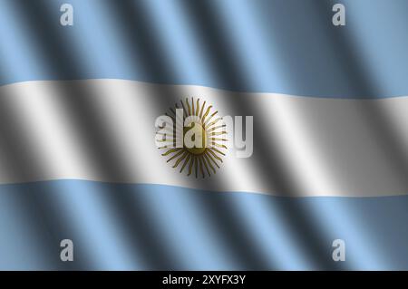 Die argentinische Flagge, die im Wind fliegt Stockfoto