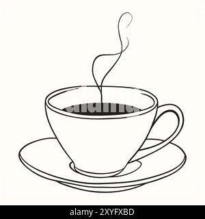Symbol für eine Tasse Kaffee auf handgezeichnetem Doodle-Stil. Abstrakte Strichkunstvektorillustration in Schwarz-weiß-Farben Stock Vektor