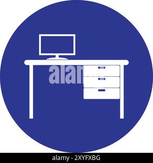 Büroschreibtisch Icon Vektor Illustrstion Logo Design Stock Vektor