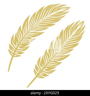Elegantes, Luxuriöses Design Mit Goldenen Vintage-Federn Im Retro-Look. Vektorabbildung Stock Vektor