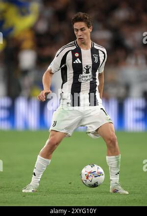 Turin, Italien. August 2024. Kenan Yildiz von Juventus während des Spiels der Serie A im Allianz Stadium in Turin. Der Bildnachweis sollte lauten: Jonathan Moscrop/Sportimage Credit: Sportimage Ltd/Alamy Live News Stockfoto