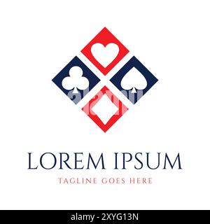 Einfache quadratische Poker-Karte für Casino Glücksspiel Sport Club Symbol Illustration Design Vektor Stock Vektor