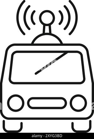 Liniensymbol eines selbstfahrenden Fahrzeugs, das gps-Signal empfängt Stock Vektor
