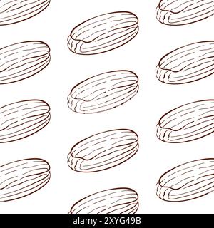 Nahtloses Eclair-Muster im Line-Art-Stil. Französische Bäckerei-Design-Element für Café-Menü. Vektorillustration auf weißem Hintergrund. Stock Vektor